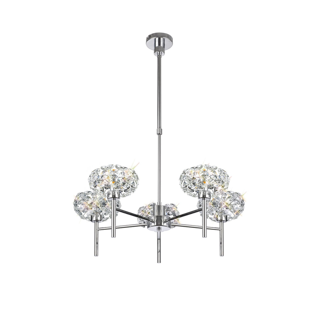 Fusion Stunning Crystal 5 Light Multiarm Ceiling Light in Chrome Finish PLK01392