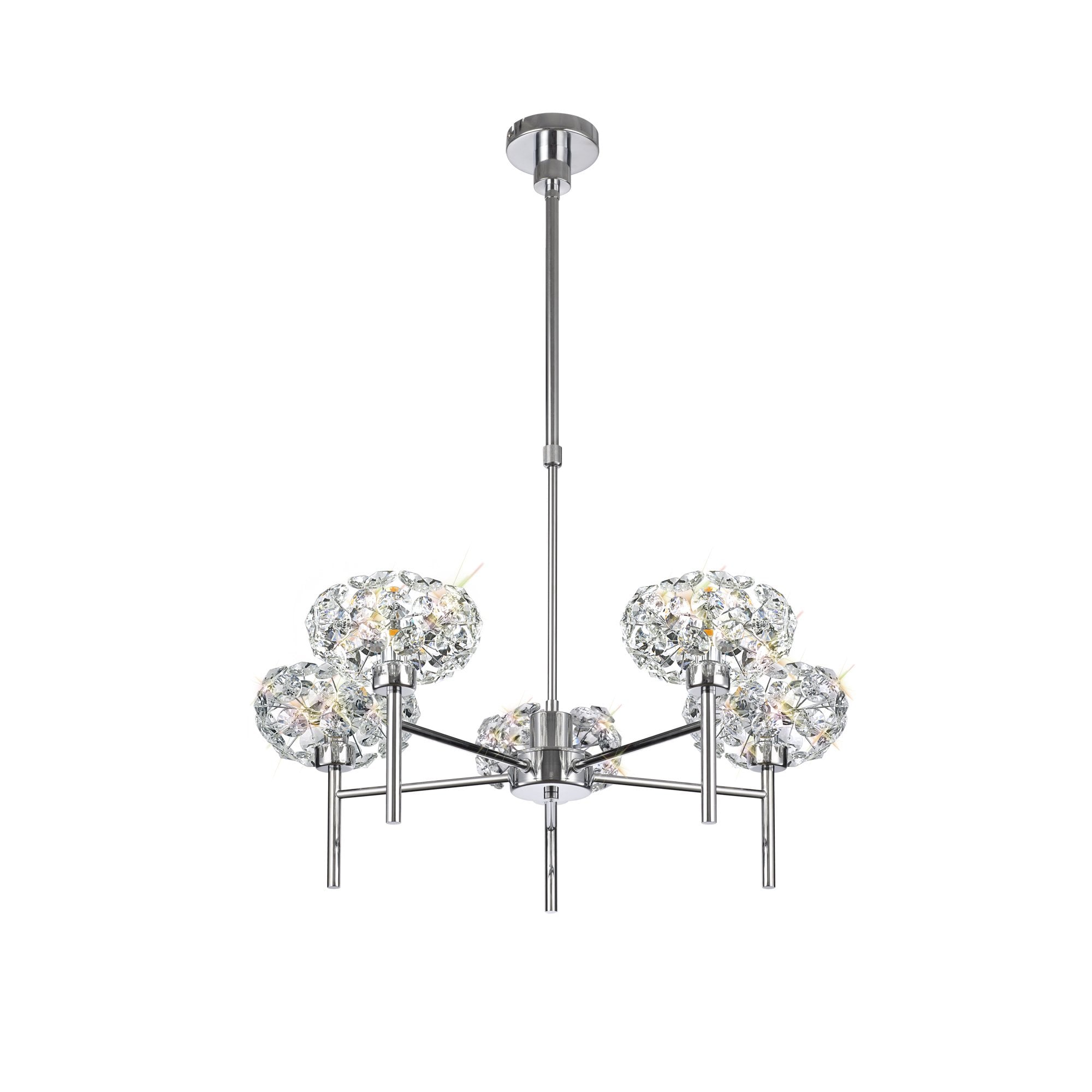 Fusion Stunning Crystal 5 Light Multiarm Ceiling Light in Chrome Finish PLK01392