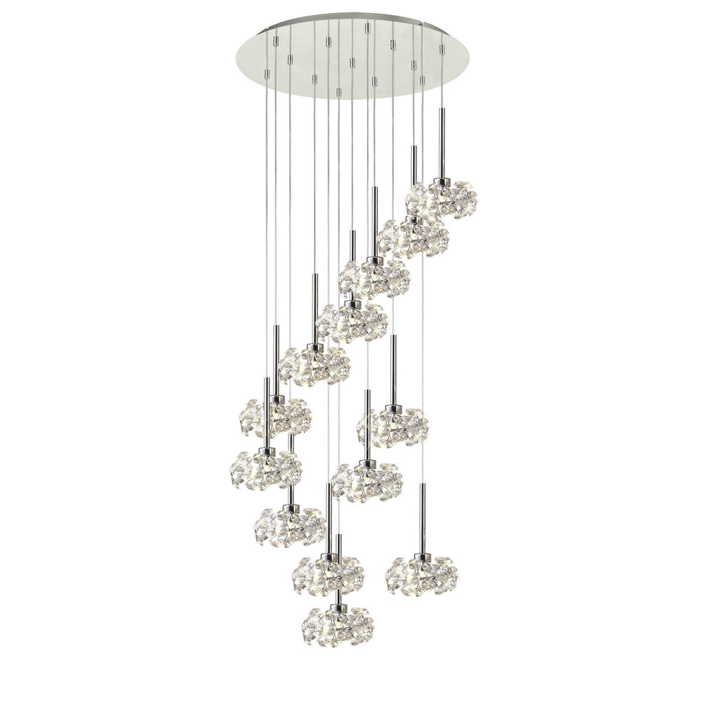 Fusion Stunning 13 Light Round Multidrop Pendant Light in Polished Chrome Finish PLK01389