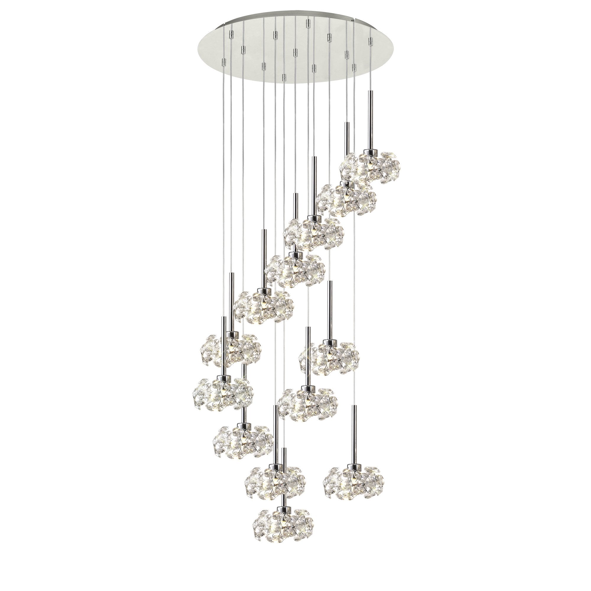 Fusion Stunning 13 Light Round Multidrop Pendant Light in Polished Chrome Finish PLK01389