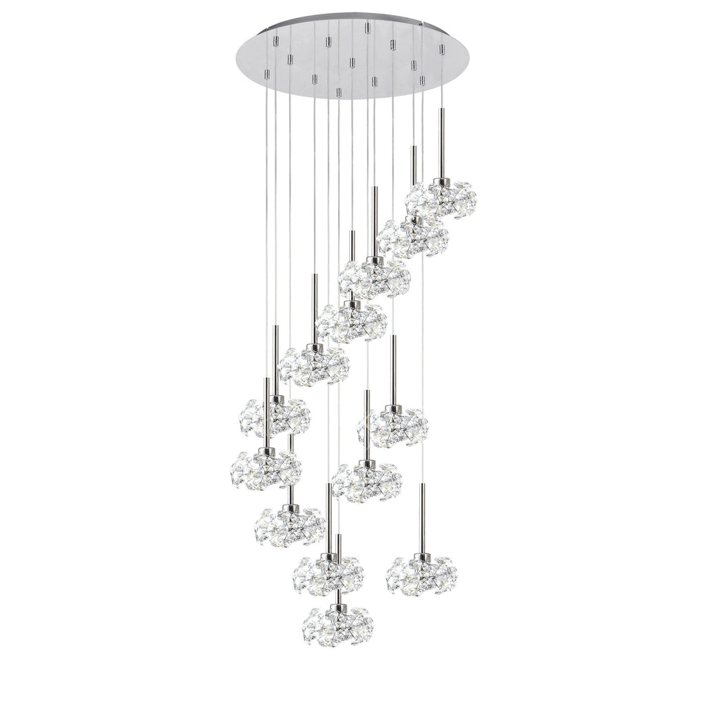 Fusion Stunning 13 Light Round Multidrop Pendant Light in Polished Chrome Finish PLK01389