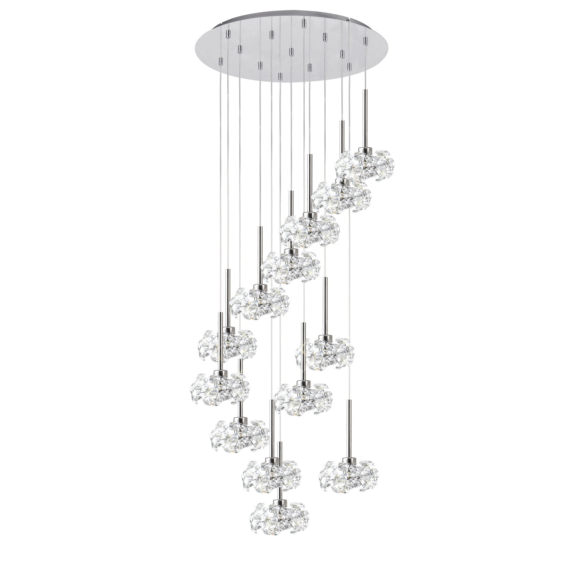 Fusion Stunning 13 Light Round Multidrop Pendant Light in Polished Chrome Finish PLK01389