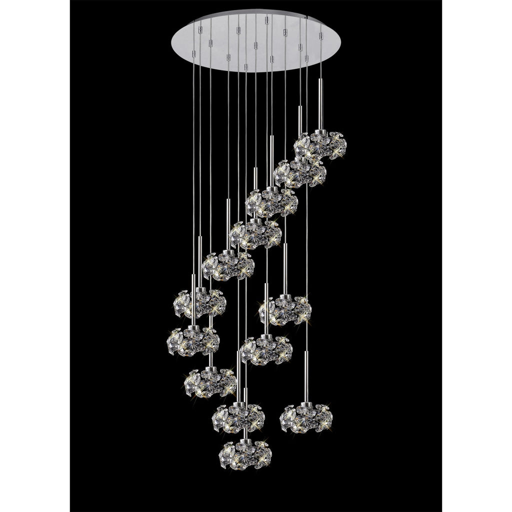 Fusion Stunning 13 Light Round Multidrop Pendant Light in Polished Chrome Finish PLK01389