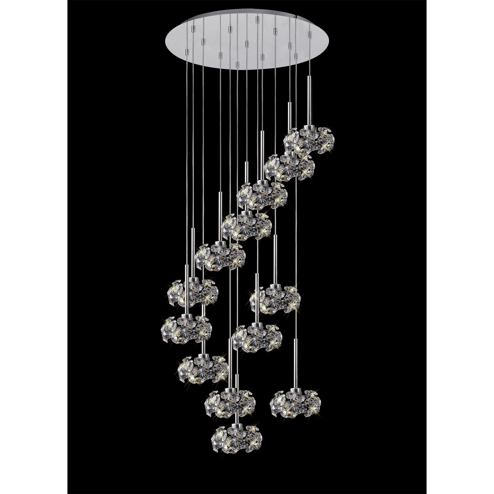 Fusion Stunning 13 Light Round Multidrop Pendant Light in Polished Chrome Finish PLK01389