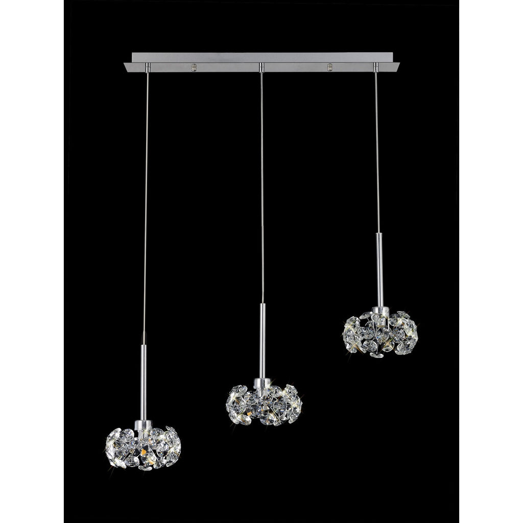 Fusion Stunning 3 Light Linear Pendant in Polished Chrome Finish PLK01385