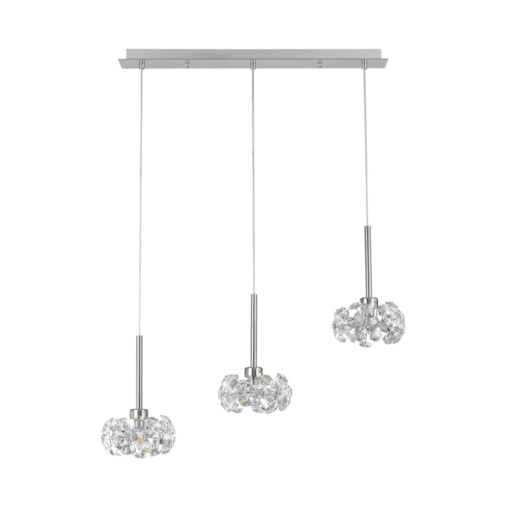 Fusion Stunning 3 Light Linear Pendant in Polished Chrome Finish PLK01385