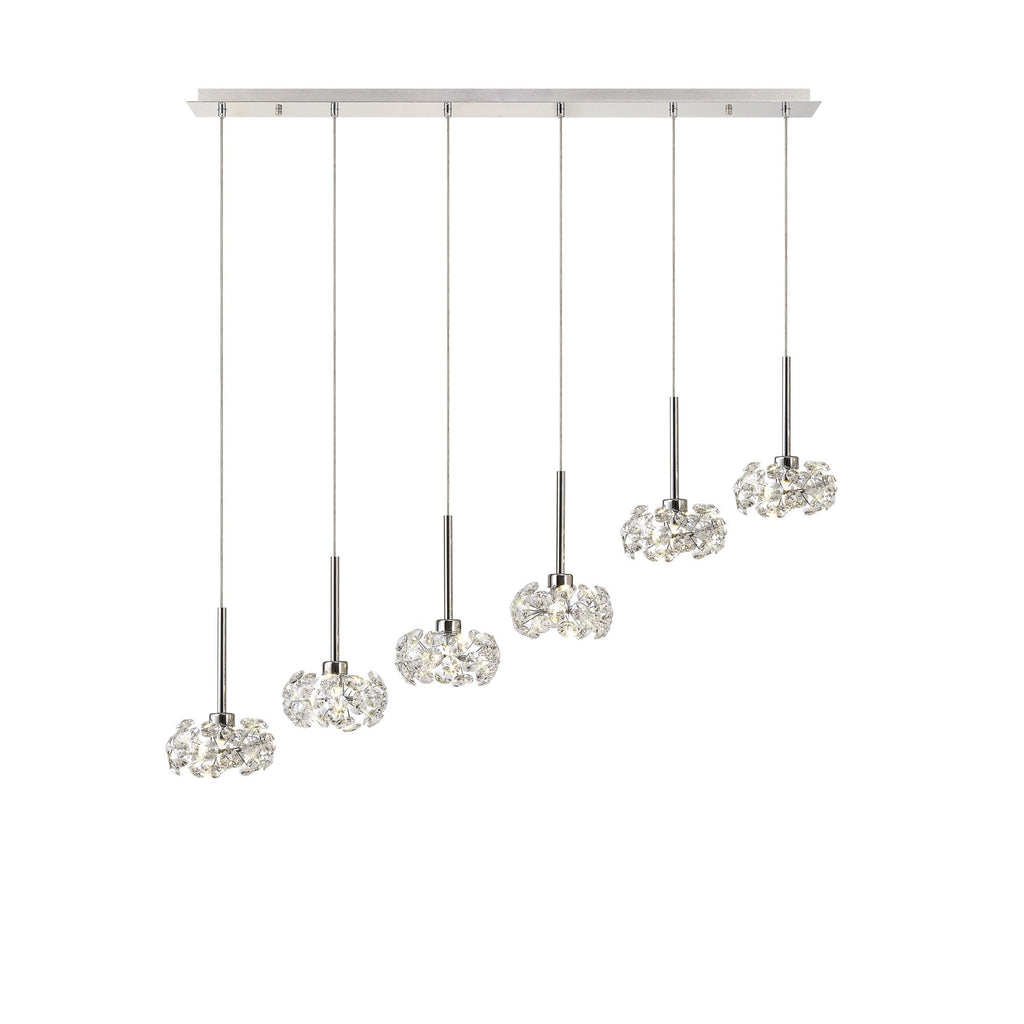 Fusion Stunning 6 Light Linear Pendant in Polished Chrome Finish PLK01386