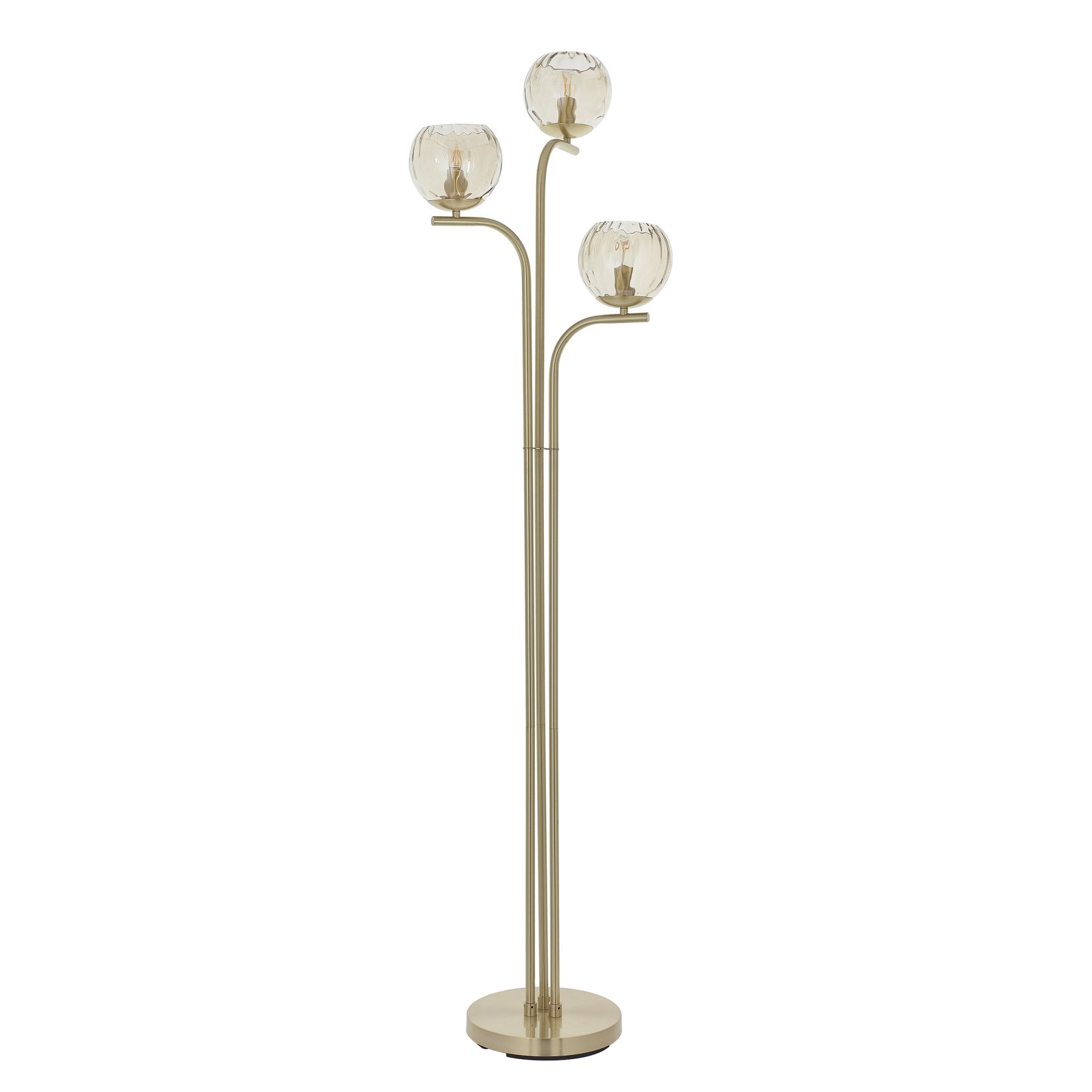 Modern 3 Light Dimple Champagne Lustre Glass Floor Lamp In Satin Gold 91974