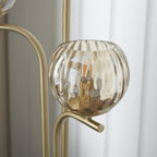 Modern 3 Light Dimple Champagne Lustre Glass Floor Lamp In Satin Gold 91974