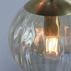 Modern 3 Light Dimple Champagne Glass Multidrop Ceiling Pendant In Satin Gold 91971