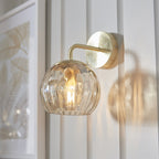 Modern Single Dimple Champagne Glass Wall Light In Satin Gold 91970