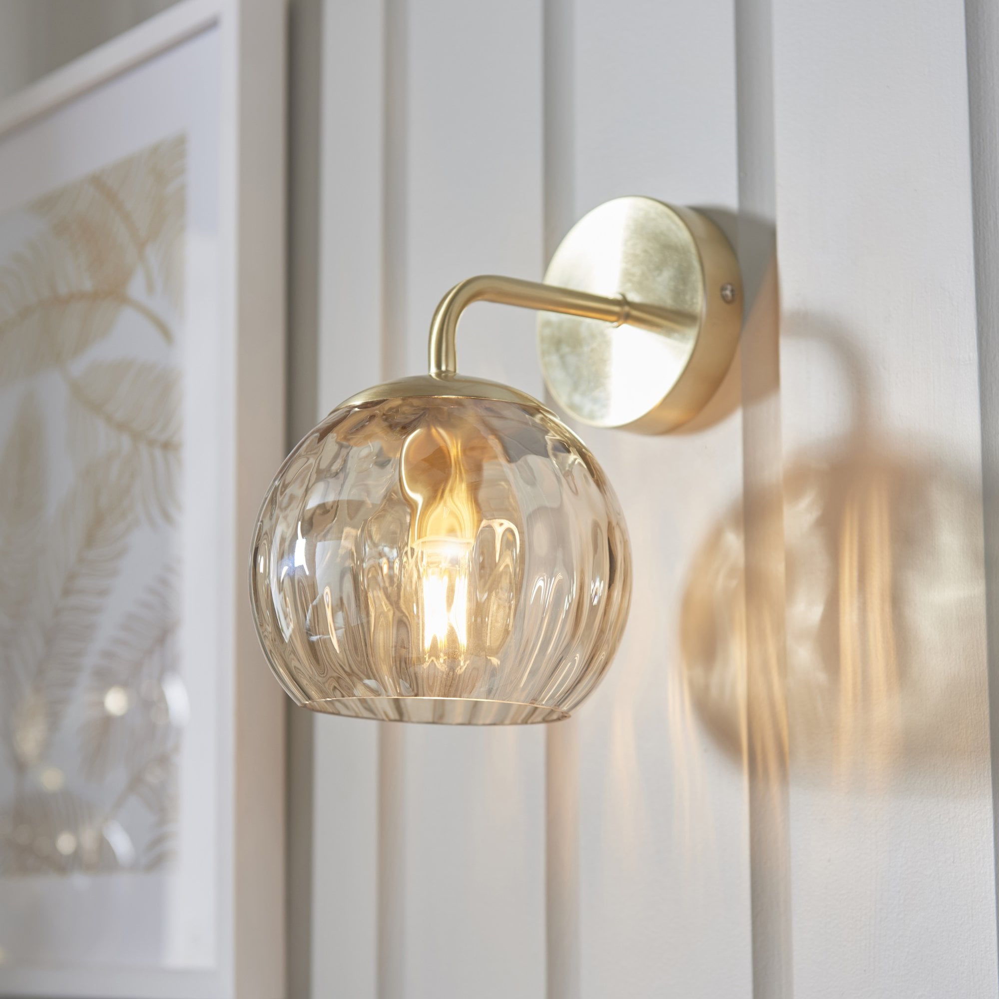 Modern Single Dimple Champagne Glass Wall Light In Satin Gold 91970