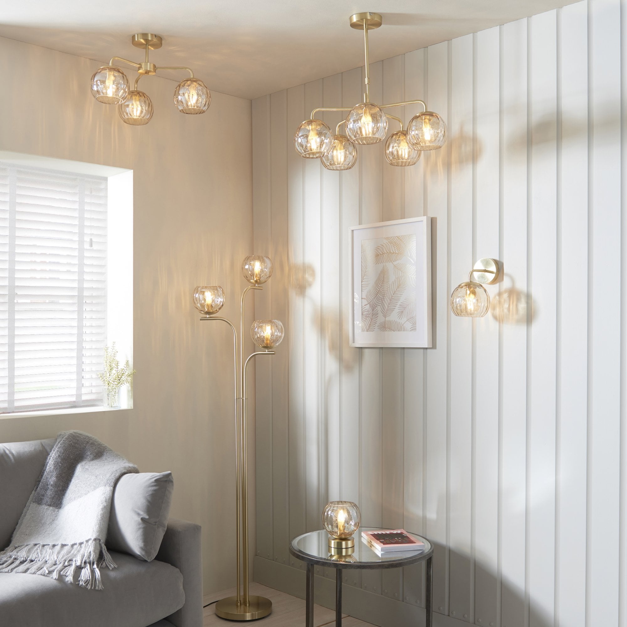 Modern Single Dimple Champagne Glass Wall Light In Satin Gold 91970