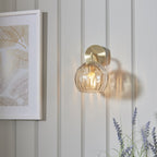 Modern Single Dimple Champagne Glass Wall Light In Satin Gold 91970