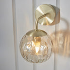 Modern Single Dimple Champagne Glass Wall Light In Satin Gold 91970