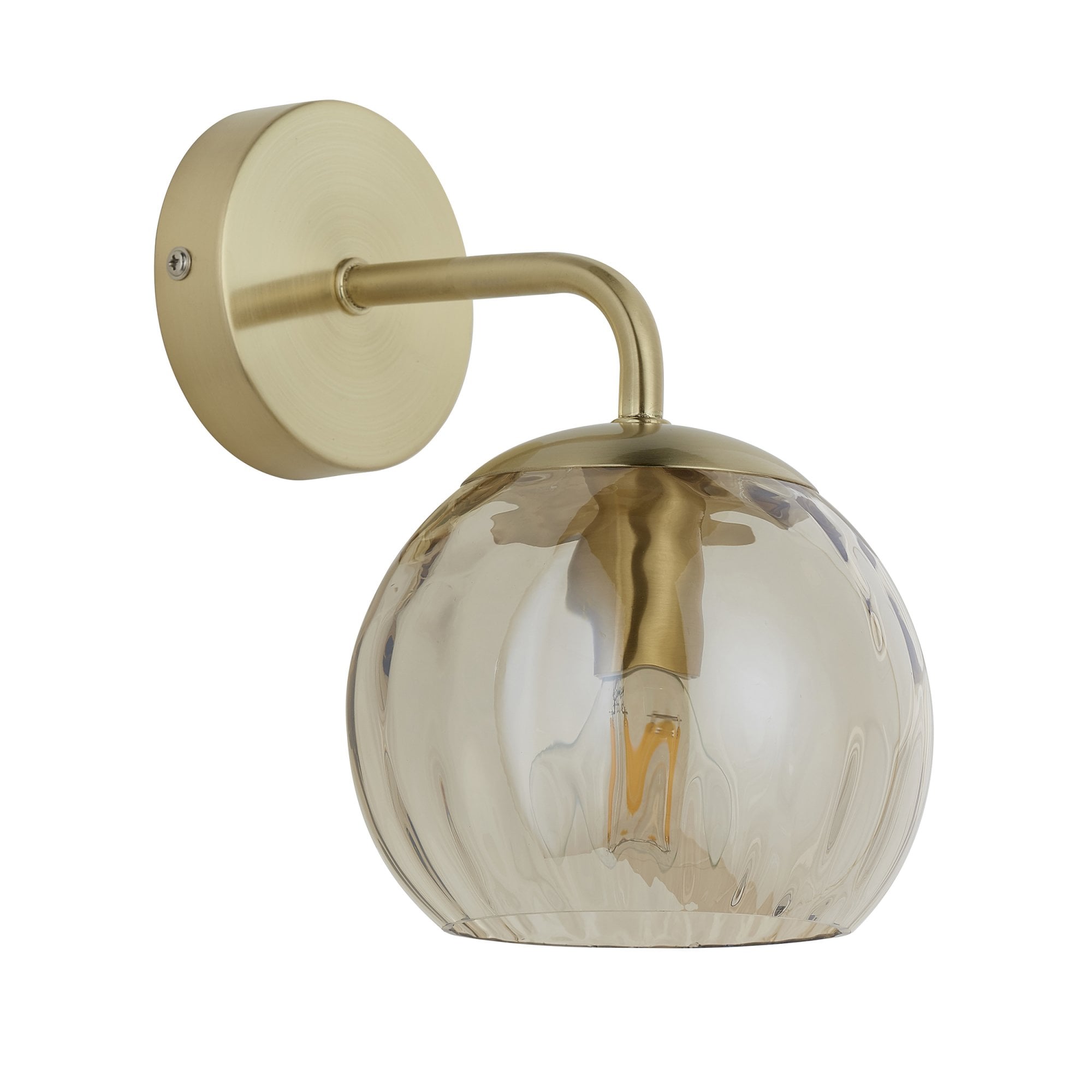 Modern Single Dimple Champagne Glass Wall Light In Satin Gold 91970