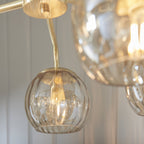 Modern 5 Light Dimple Champagne Lustre Glass Ceiling Pendant In Satin Gold 91969