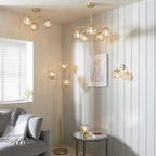 Modern 3 Light Dimple Champagne Lustre Glass Semi Flush Ceiling Light In Satin Gold 91968