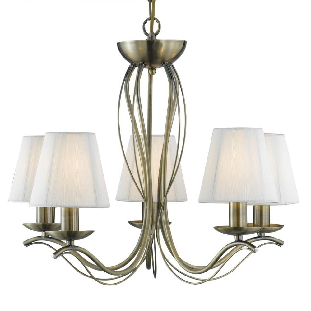 9825-5AB Andretti Antique Brass 5 Light Pendant Ceiling Light