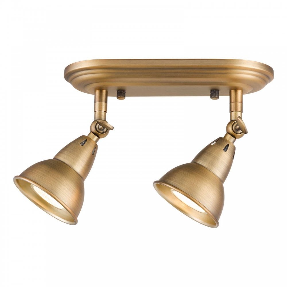 Nathaniel Classic Twin Spotlight in Aged Brass Finish NAT7542