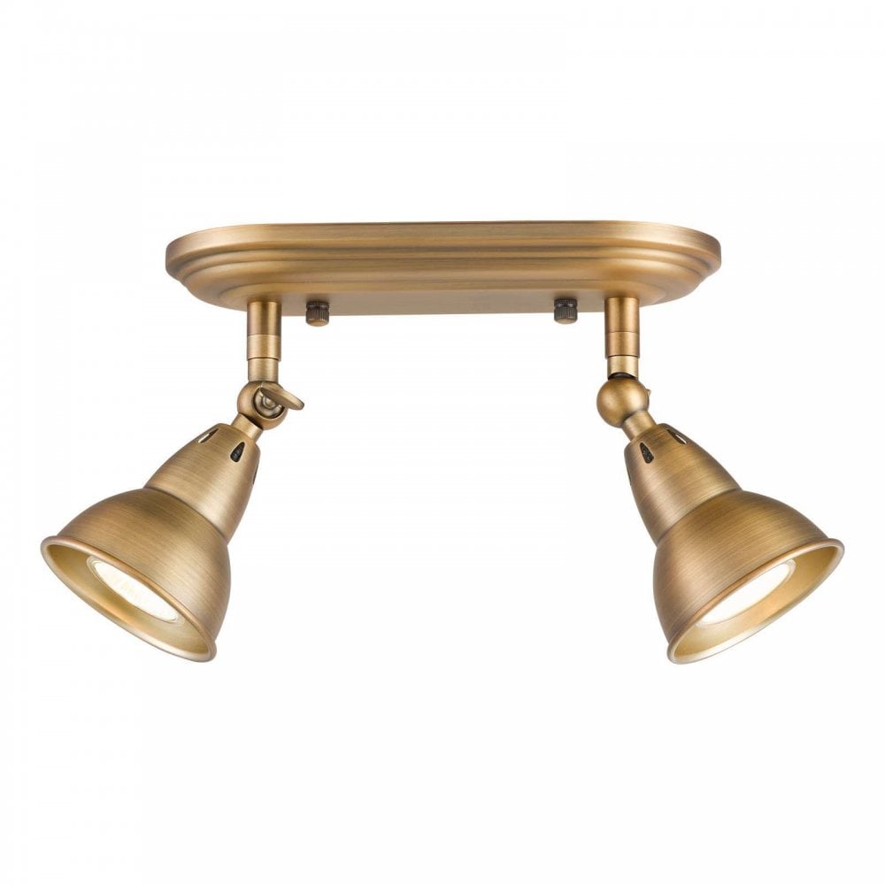 Nathaniel Classic Twin Spotlight in Aged Brass Finish NAT7542