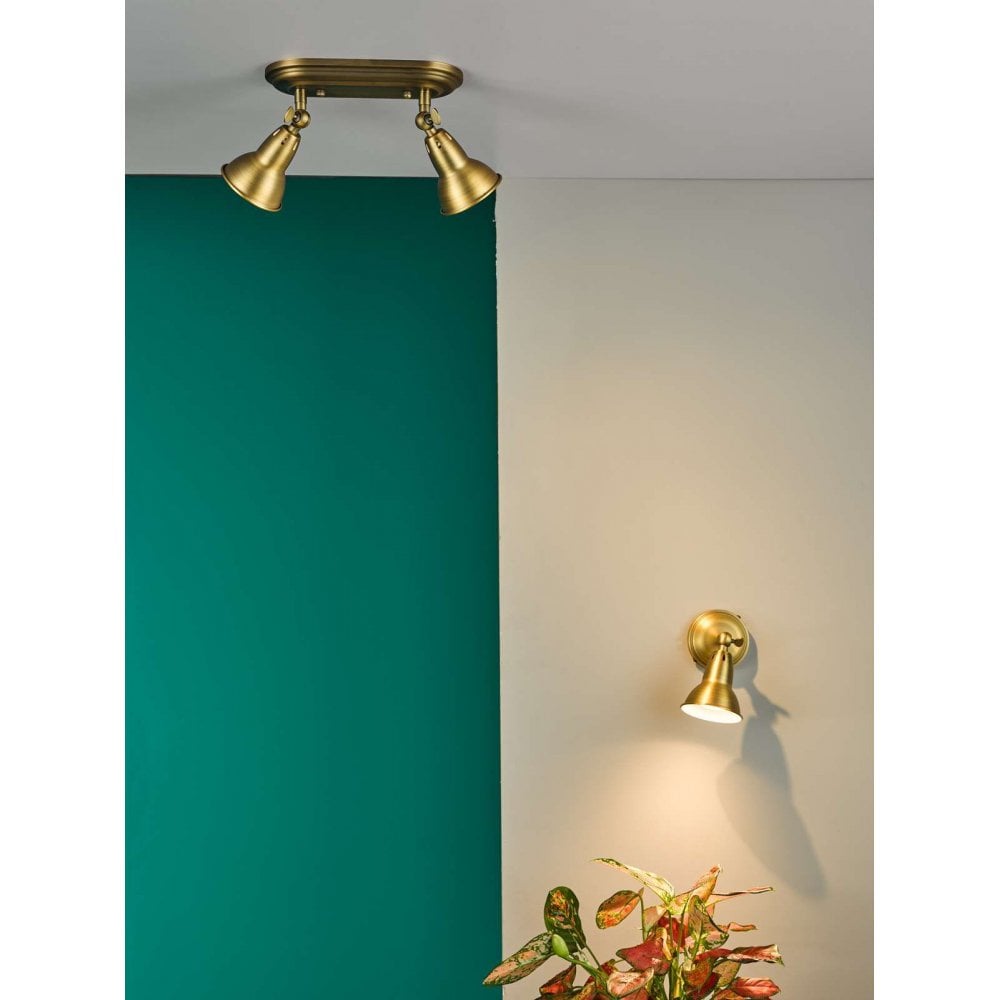 Nathaniel Classic Twin Spotlight in Aged Brass Finish NAT7542