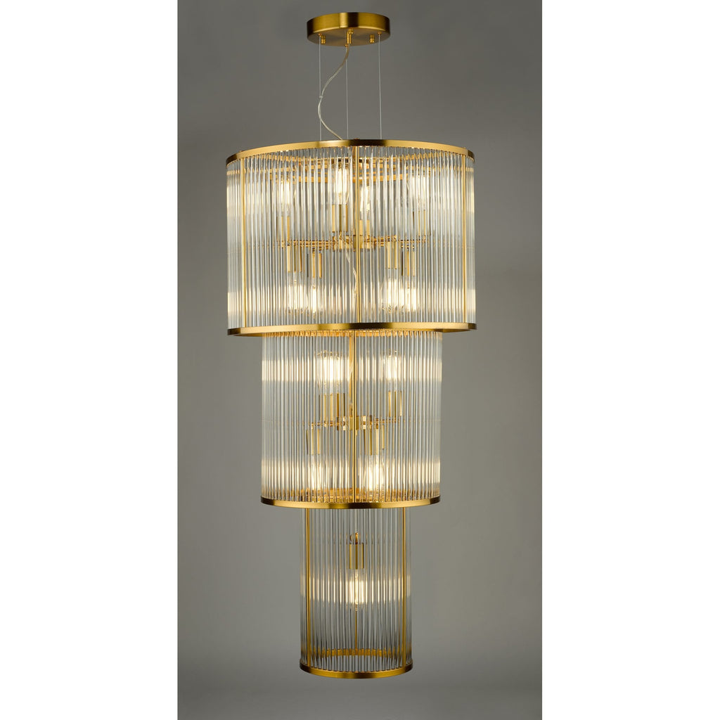 Eleanor Magnificent 15 Light Ceiling Chandelier In Natural Brass Finish ELE1535