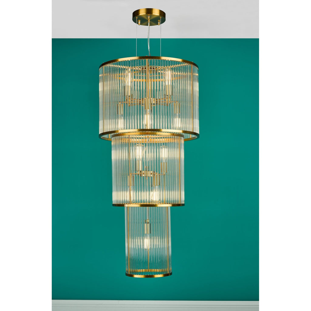 Eleanor Magnificent 15 Light Ceiling Chandelier In Natural Brass Finish ELE1535