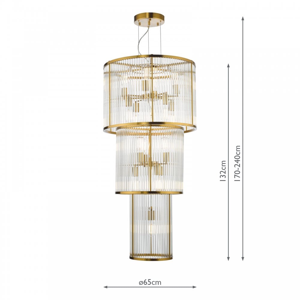 Eleanor Magnificent 15 Light Ceiling Chandelier In Natural Brass Finish ELE1535