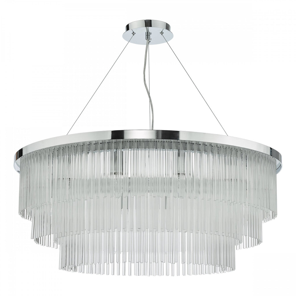 Alpheios Modern 12 Light Glass Layered Chandelier In Stainless Steel Finish ALP1244