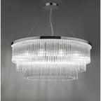 Alpheios Modern 12 Light Glass Layered Chandelier In Stainless Steel Finish ALP1244