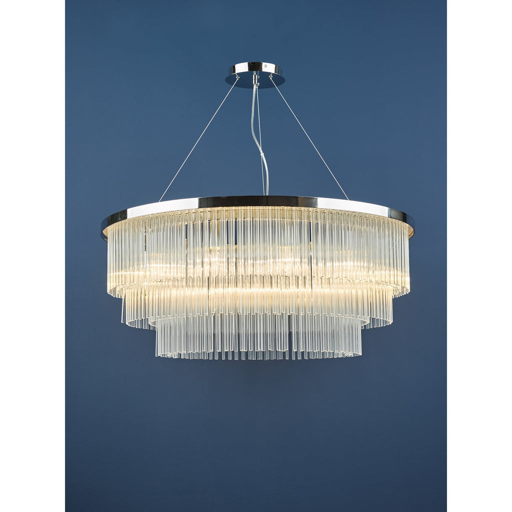 Alpheios Modern 12 Light Glass Layered Chandelier In Stainless Steel Finish ALP1244