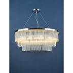 Alpheios Modern 12 Light Glass Layered Chandelier In Stainless Steel Finish ALP1244