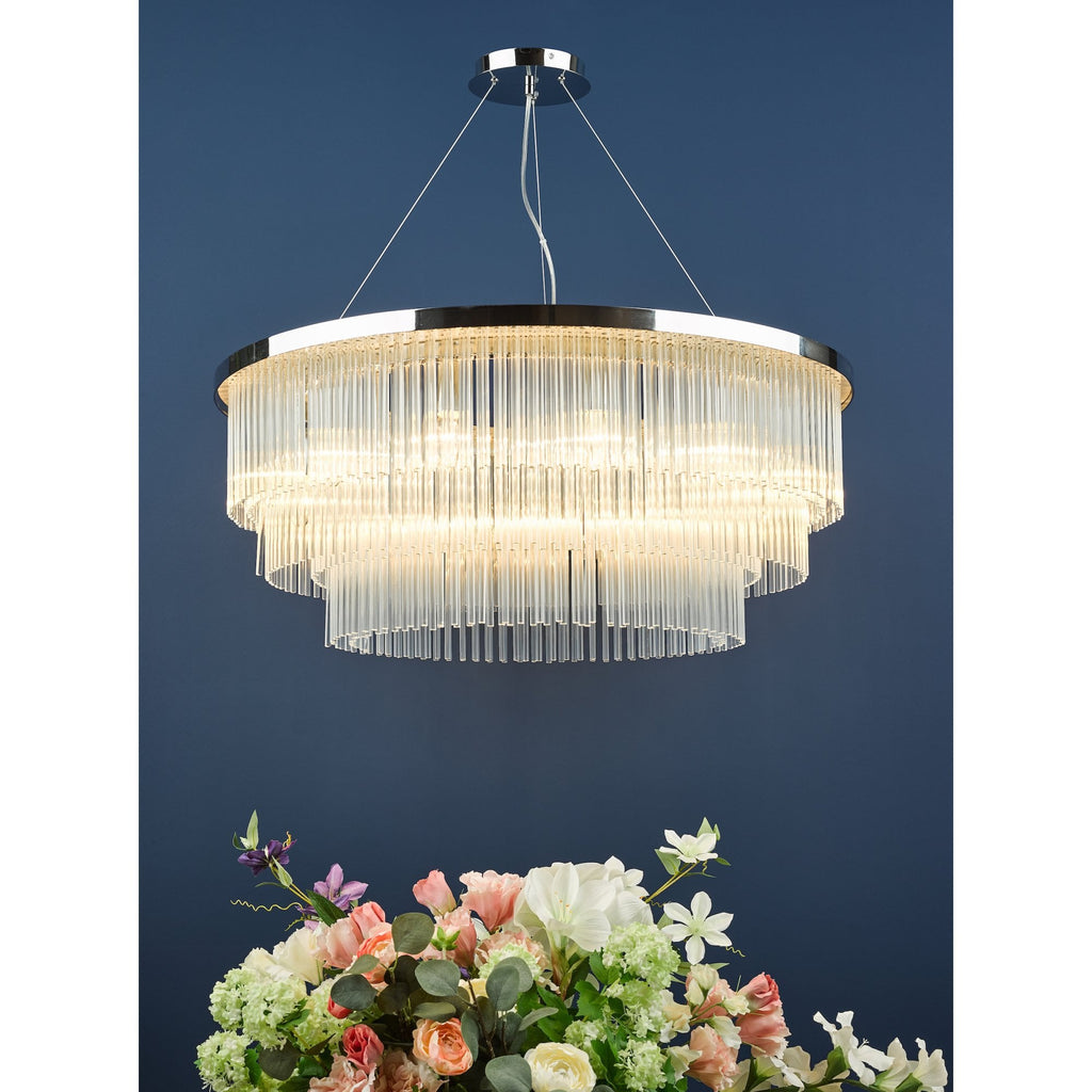 Alpheios Modern 12 Light Glass Layered Chandelier In Stainless Steel Finish ALP1244