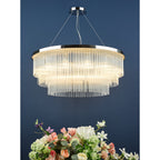 Alpheios Modern 12 Light Glass Layered Chandelier In Stainless Steel Finish ALP1244