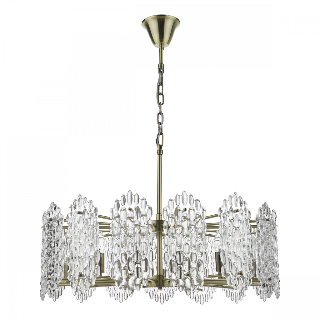 Porthos Unique 15 Light Textured Glass Ceiling Pendant In Antique Brass Finish POR1575