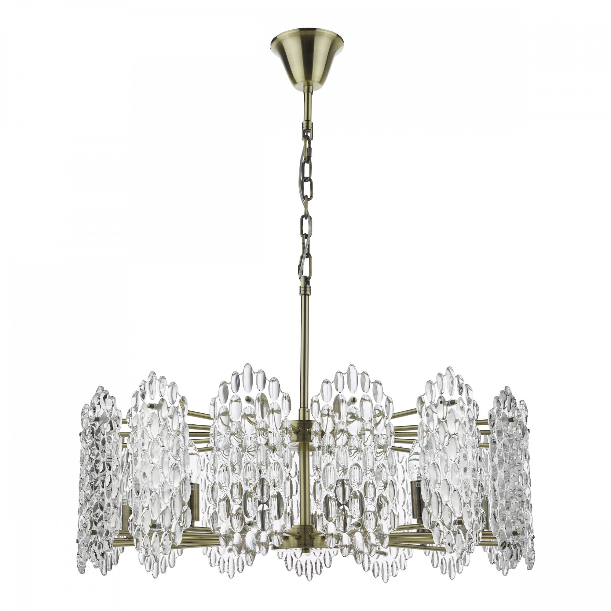 Porthos Unique 15 Light Textured Glass Ceiling Pendant In Antique Brass Finish POR1575