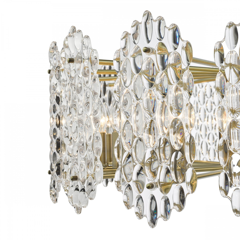 Porthos Unique 15 Light Textured Glass Ceiling Pendant In Antique Brass Finish POR1575