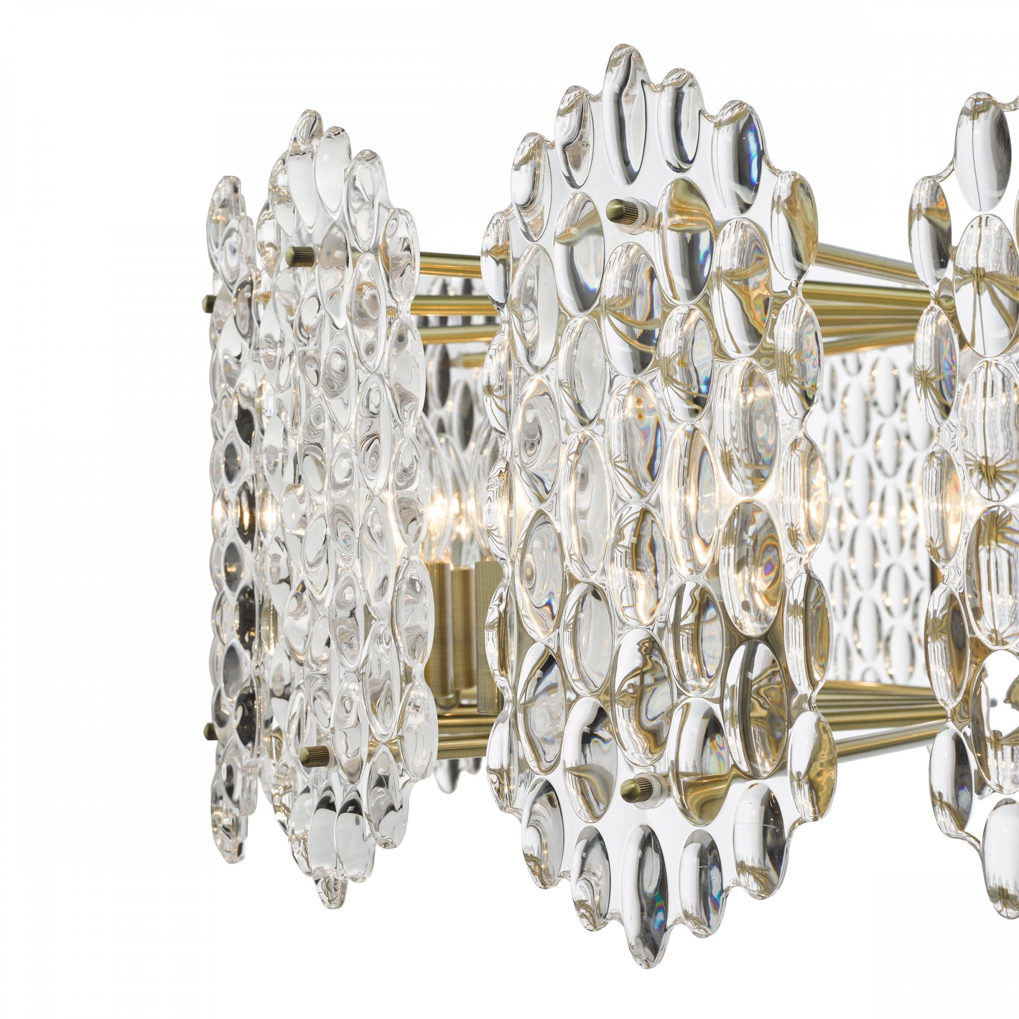 Porthos Unique 15 Light Textured Glass Ceiling Pendant In Antique Brass Finish POR1575