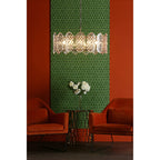 Porthos Unique 15 Light Textured Glass Ceiling Pendant In Antique Brass Finish POR1575