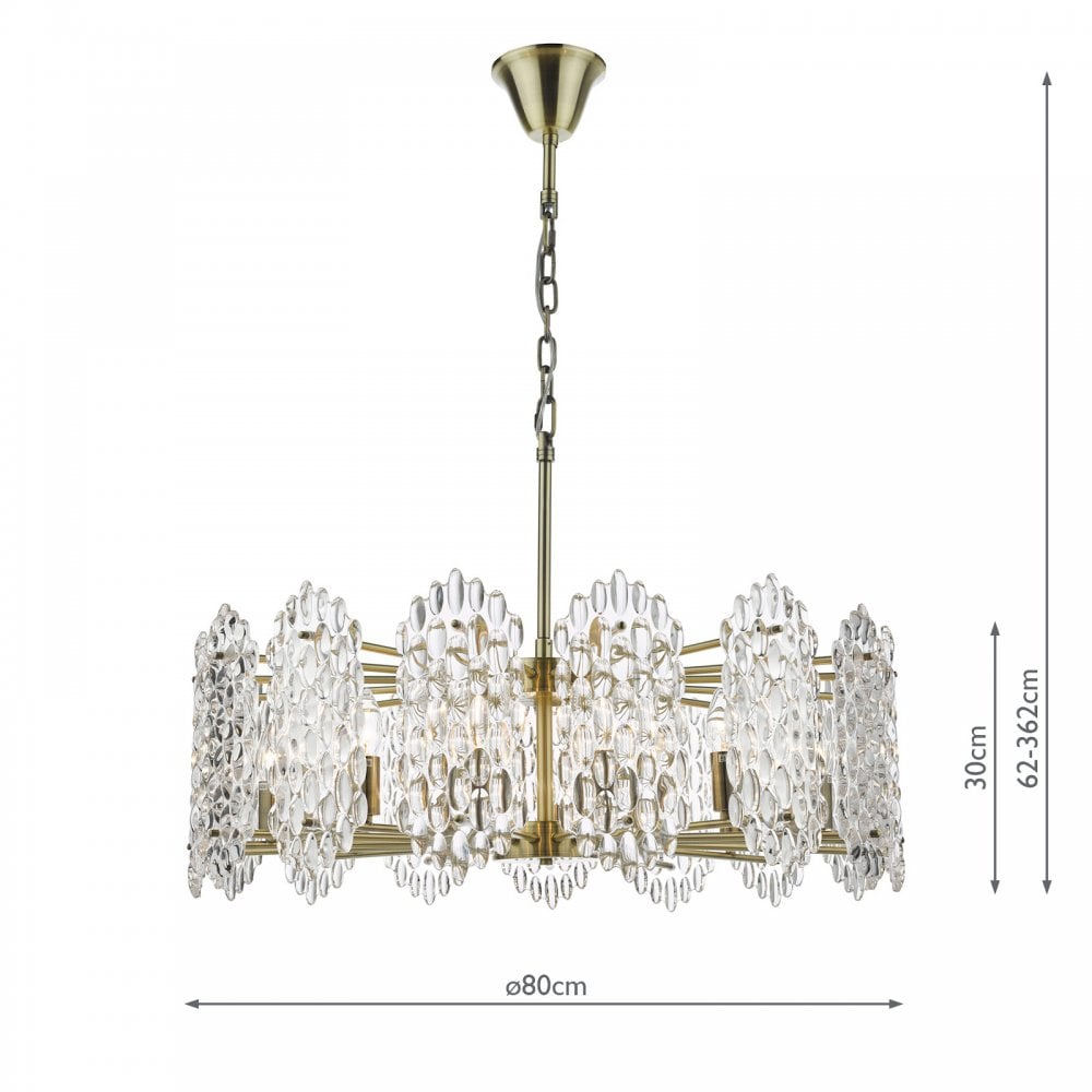 Porthos Unique 15 Light Textured Glass Ceiling Pendant In Antique Brass Finish POR1575