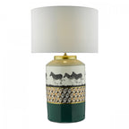 Callie Stylish Table Lamp In Green With Zebra Motif Base Only CAL4213