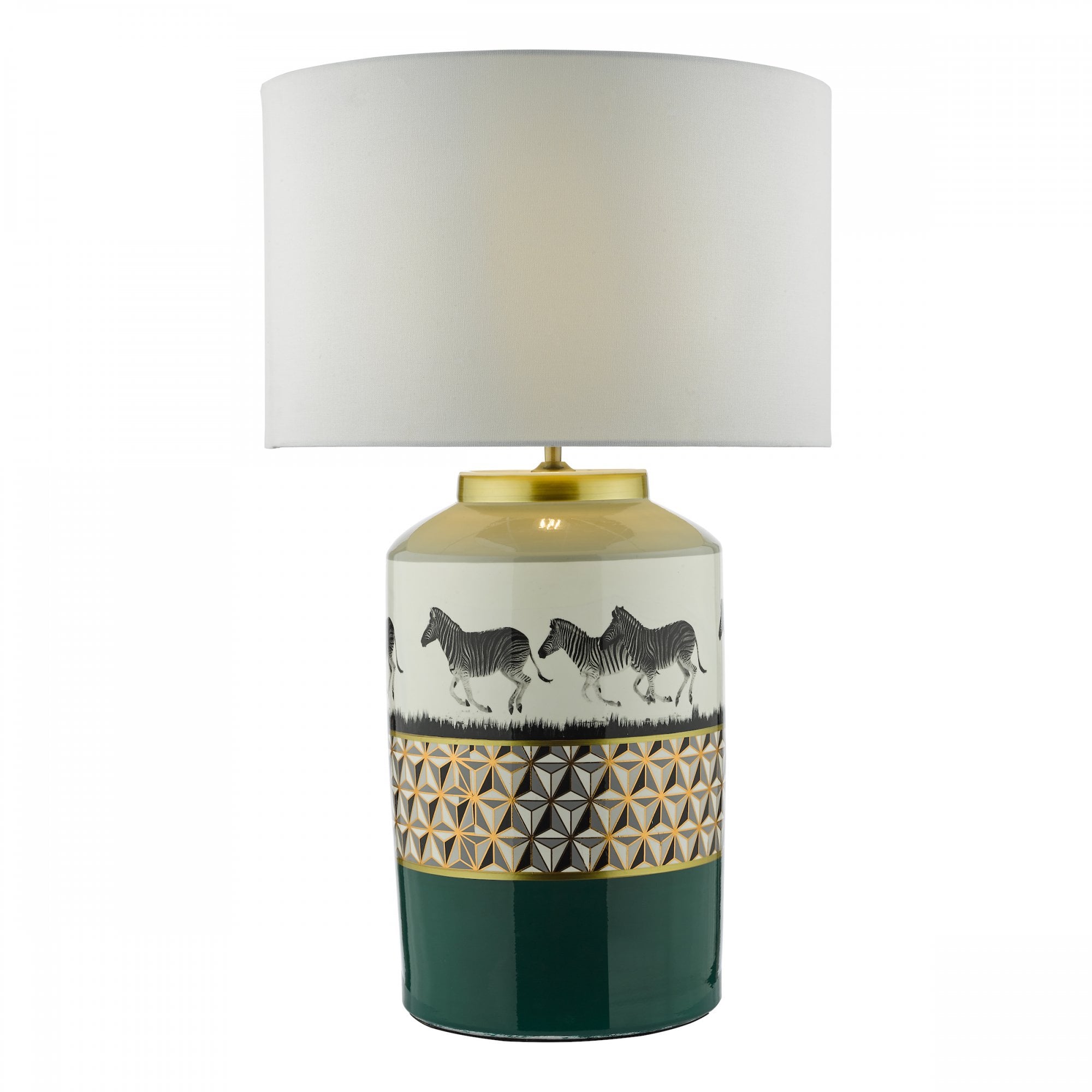 Callie Stylish Table Lamp In Green With Zebra Motif Base Only CAL4213
