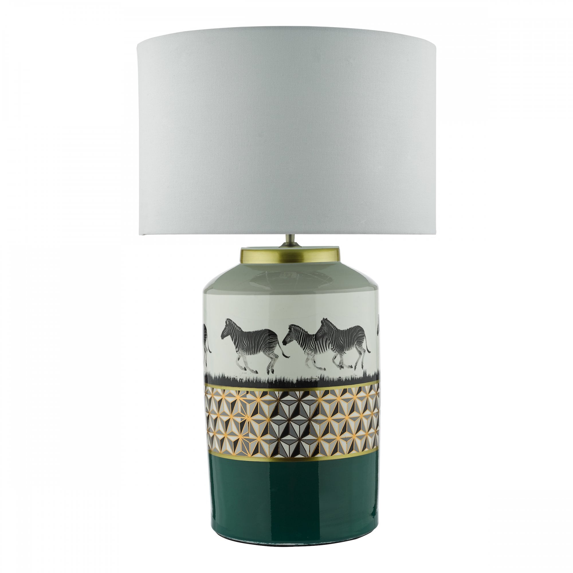 Callie Stylish Table Lamp In Green With Zebra Motif Base Only CAL4213