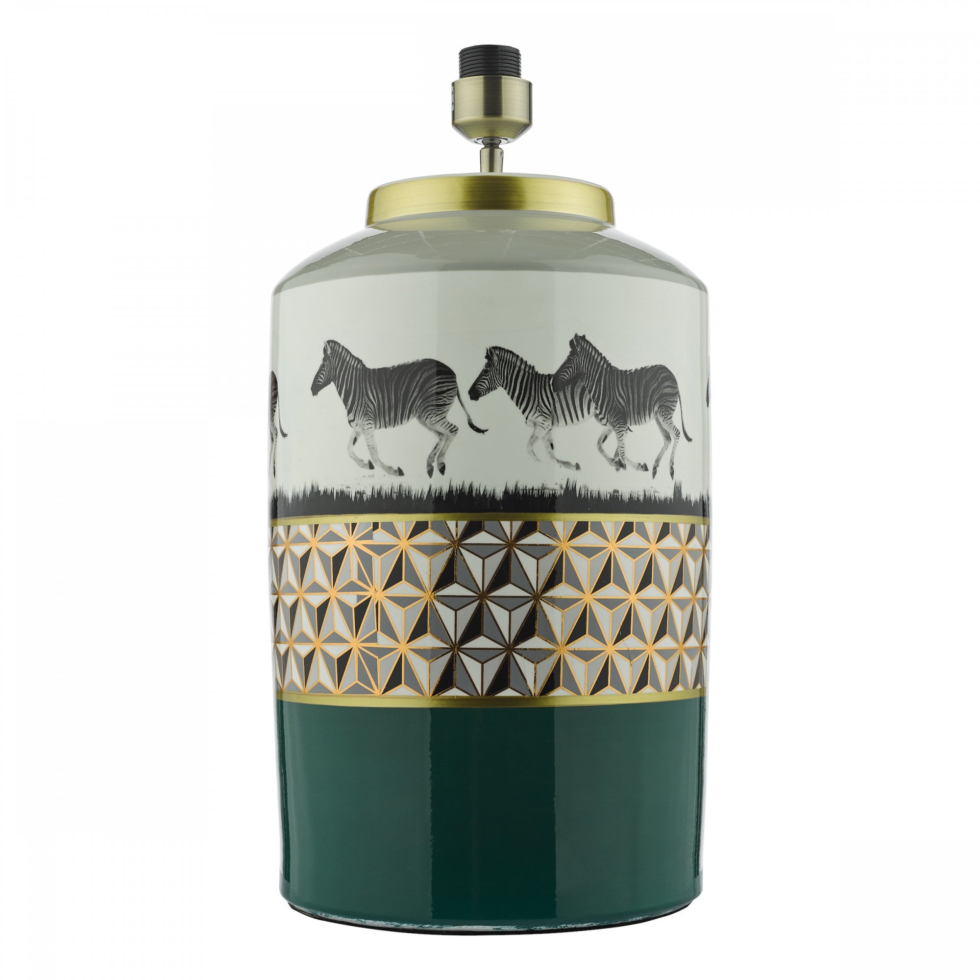 Callie Stylish Table Lamp In Green With Zebra Motif Base Only CAL4213