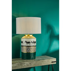 Callie Stylish Table Lamp In Green With Zebra Motif Base Only CAL4213