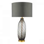 Zeya Modern Table Lamp In Smoked Glass Finish With Grey Shade ZEY4222