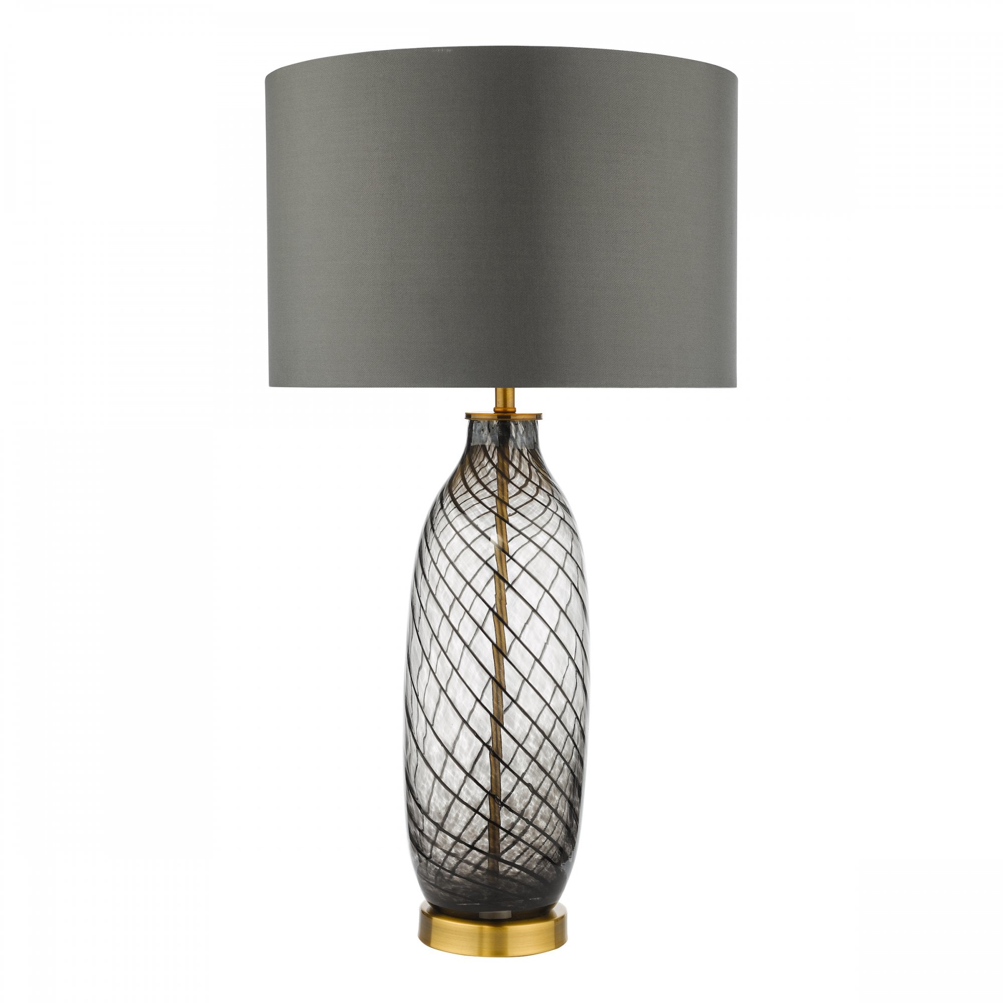 Zeya Modern Table Lamp In Smoked Glass Finish With Grey Shade ZEY4222