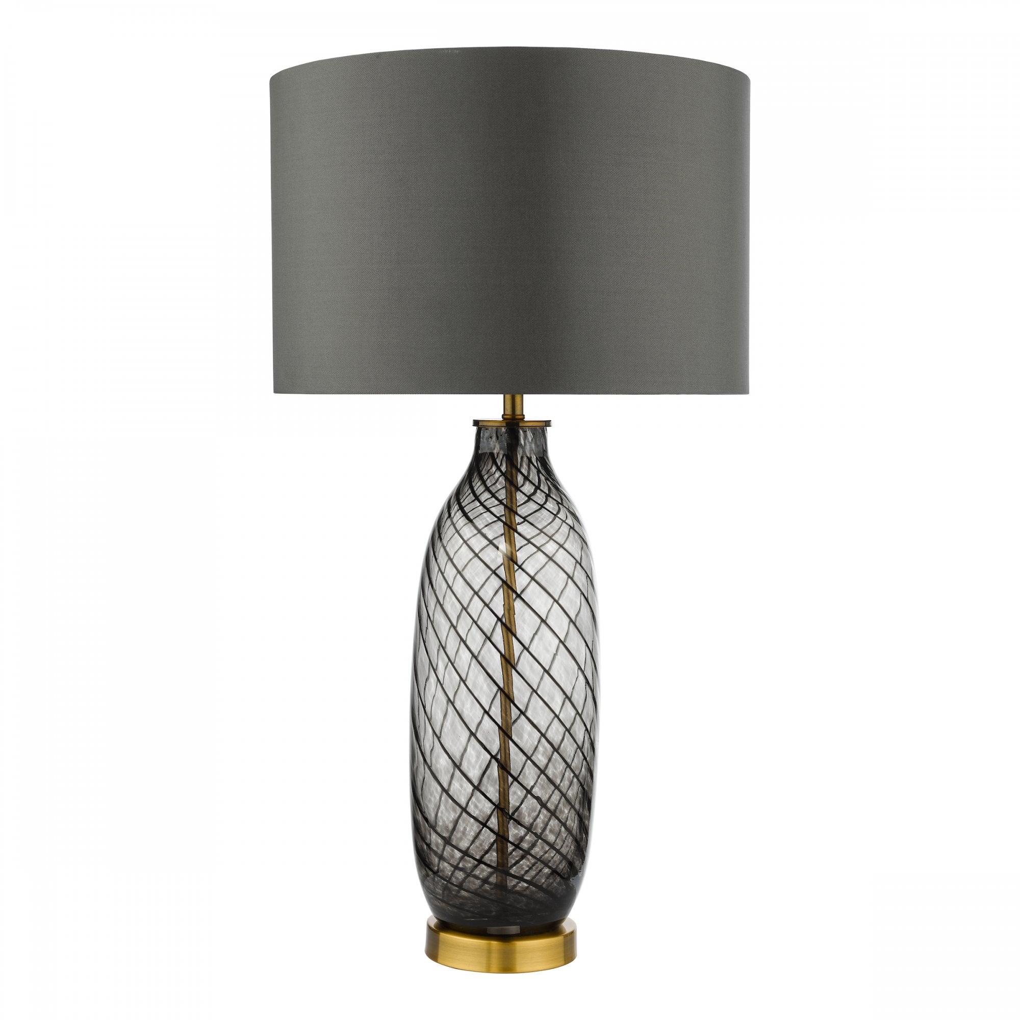 Zeya Modern Table Lamp In Smoked Glass Finish With Grey Shade ZEY4222