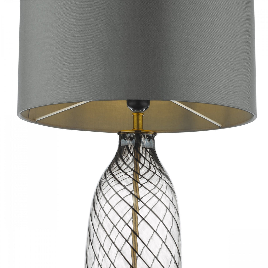 Zeya Modern Table Lamp In Smoked Glass Finish With Grey Shade ZEY4222